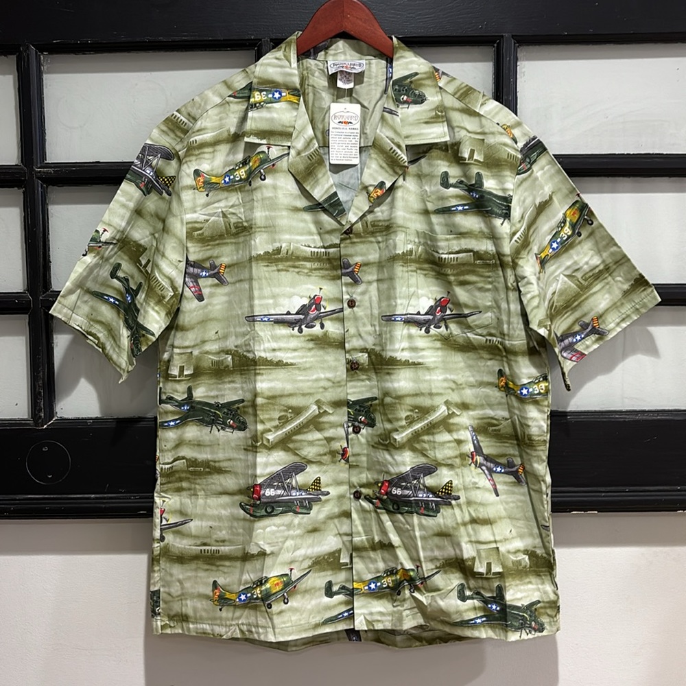 NWT Pacific Legend Button Down Resort Shirt Aircraft Print Casual Mens 2XL